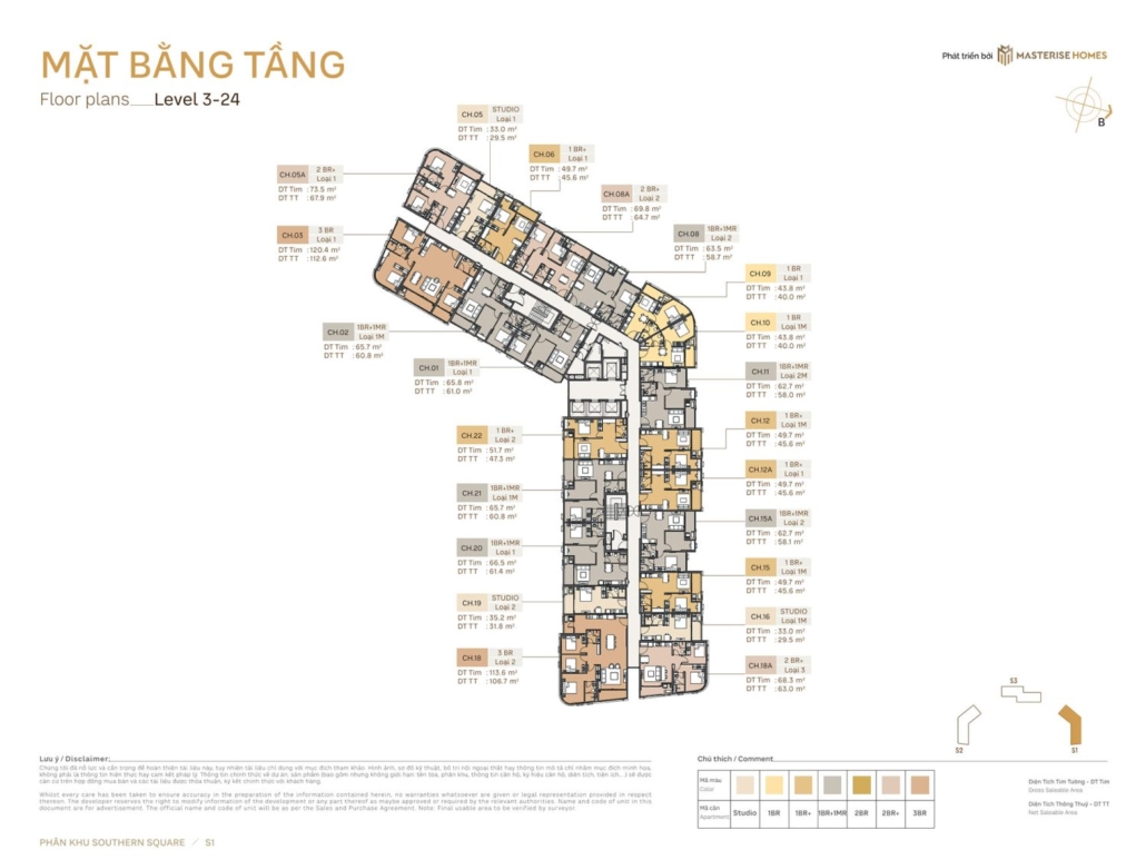 mặt bằng tổng thể tòa s1 masterise trinity square vinhomes ocean park 2
