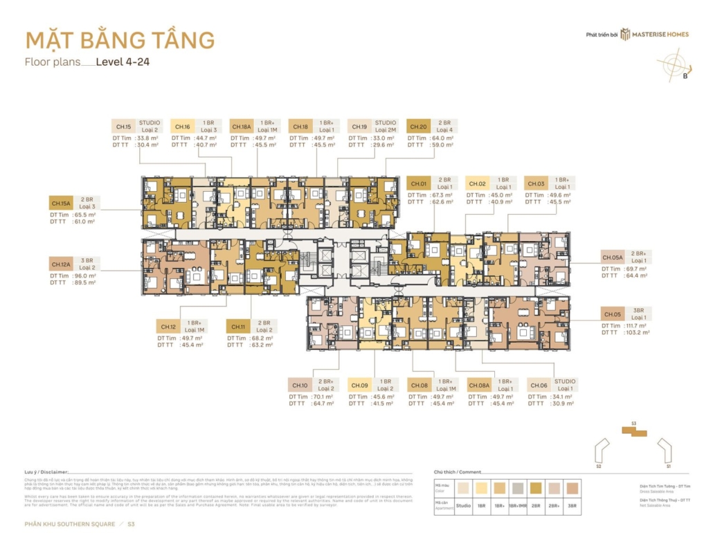 mặt bằng tổng thể tòa s3 masterise trinity square vinhomes ocean park 2