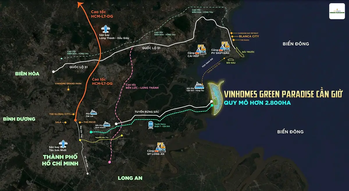 vị trí vinhomes green paraside cần giờ