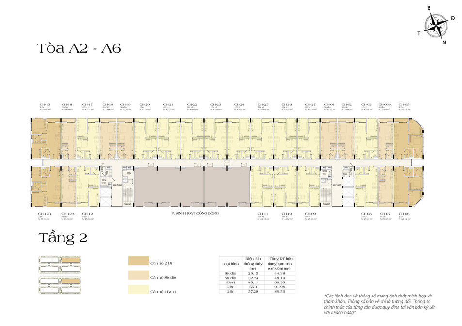 layout tòa A2,A6 chung cư sun group bắc ninh