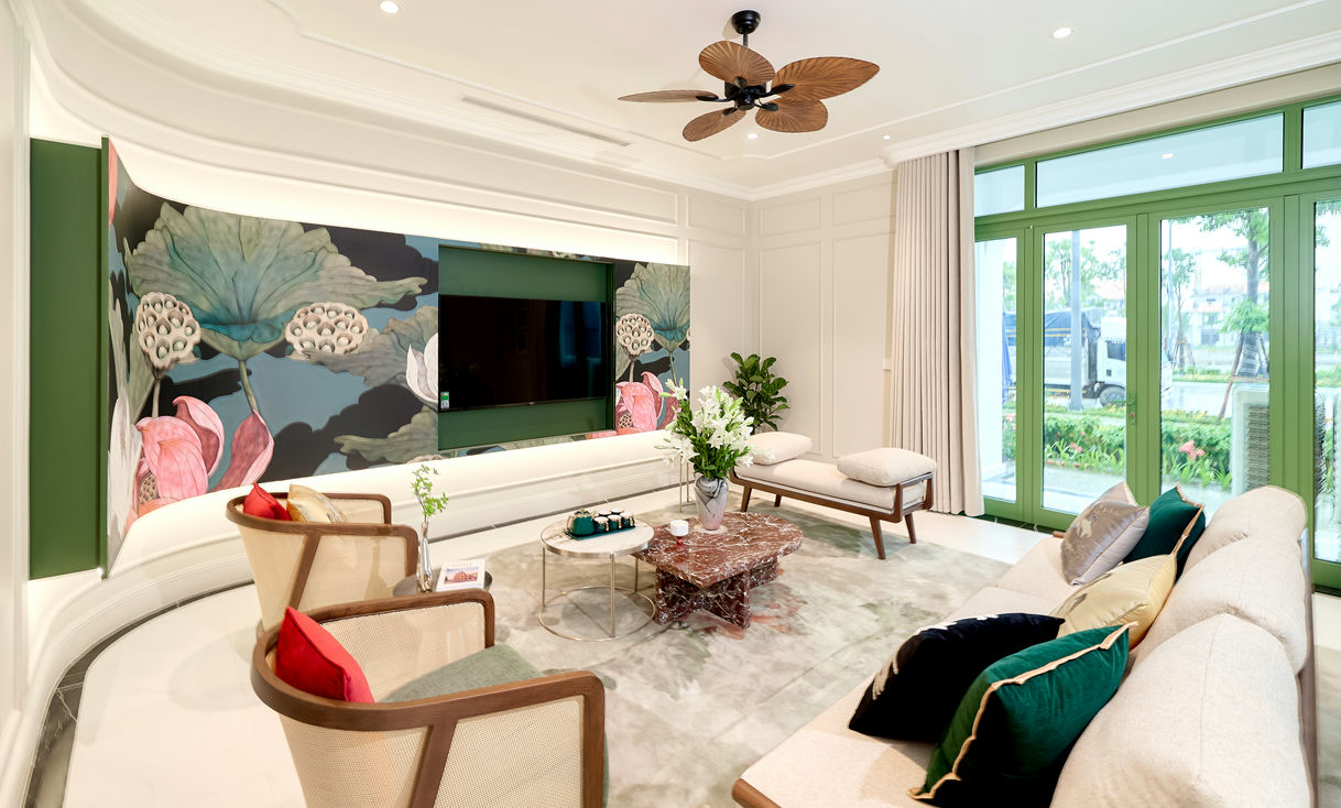 phòng khách biệt thự song lập sun bắc ninh